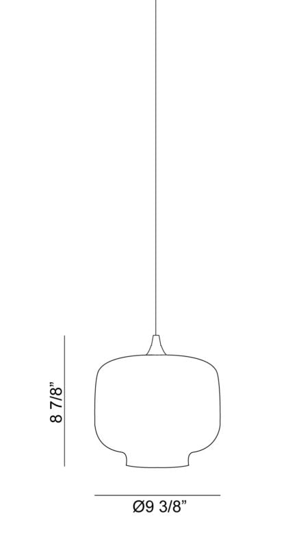 Matteo Lighting Irresistible Organic Charm 10" Rounded Pendant – line drawing with dimensions