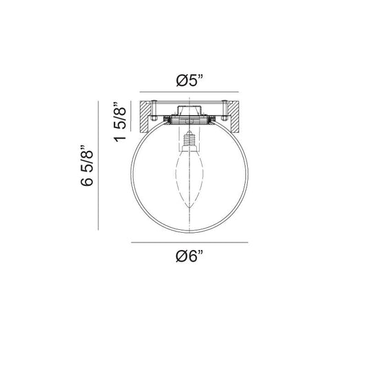 Matteo Lighting Dune 6" Travertine Wall Sconce – line drawing with dimensions