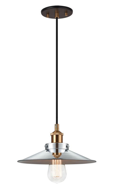 Matteo Lighting Bulstrode's Workshop 10" Pendant in Aged Gold Brass / Chrome with White Interior (C46111AGCH) – alternate view