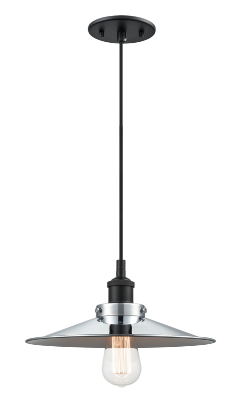 Matteo Lighting Bulstrode's Workshop 12" Pendant in Black / Chrome with White Interior (C46112BKCH) – alternate view