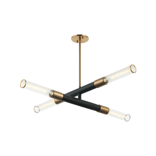 Matteo Lighting Tubo 4-Light Pendant Black, Chrome, Matte Black + Chrome