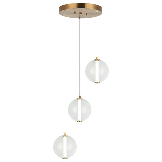 Matteo Lighting Belange 15" 3-Light LED Pendant in Aged Gold Brass (C69603AGCL) – alternate view
