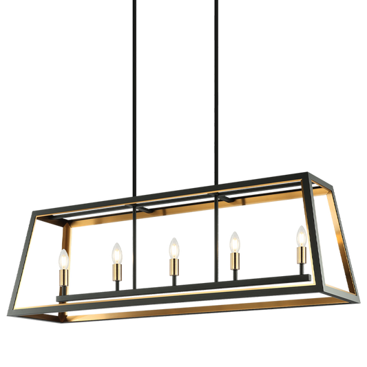 Matteo Lighting Rosalie 5-Light Chandelier in Matte Black, 45"L (C72105MBAG)