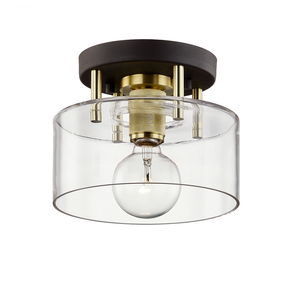 Troy Bergamot Station Semi-Flush Mount Bronze / Brushed Brass