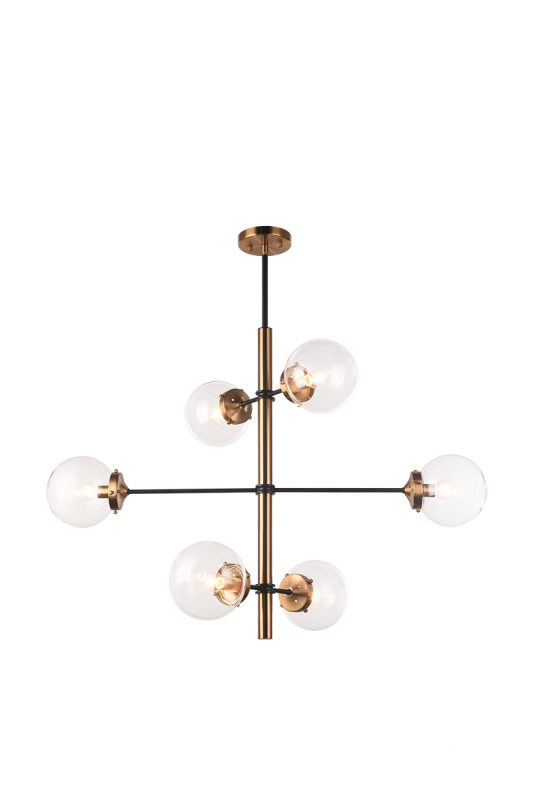 Matteo Lighting Enchant 6-Light Chandelier Aged Brass, Black