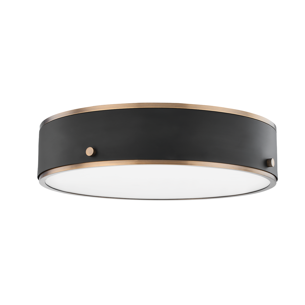 Troy Eli Flush Mount Patina Brass / Soft Off Black
