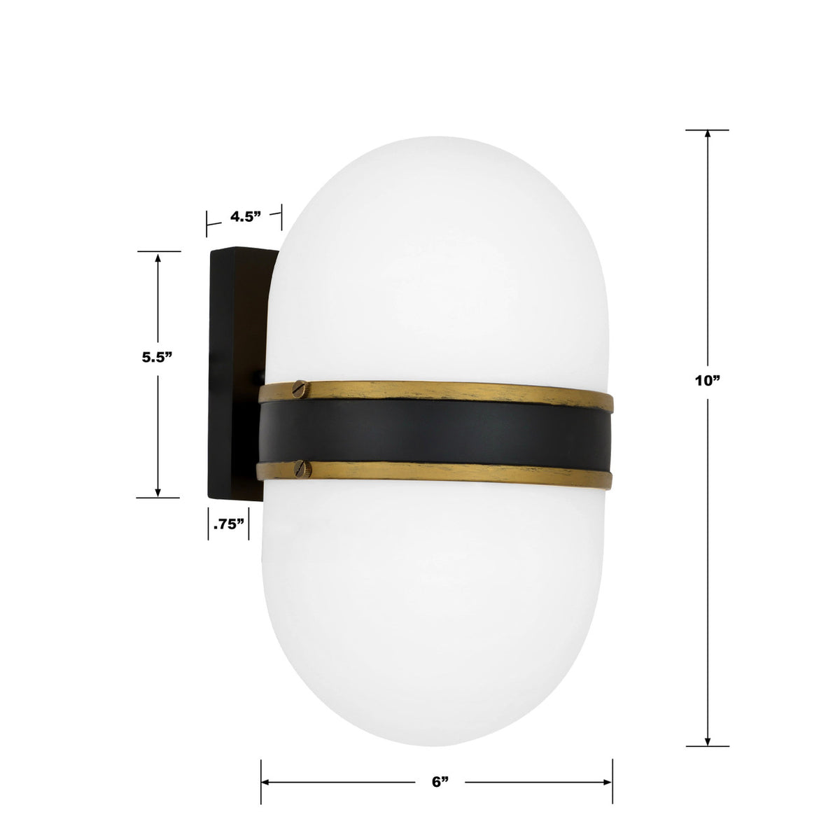 Capsule Outdoor 1-Light Matte Black & Textured Gold Wall Mount