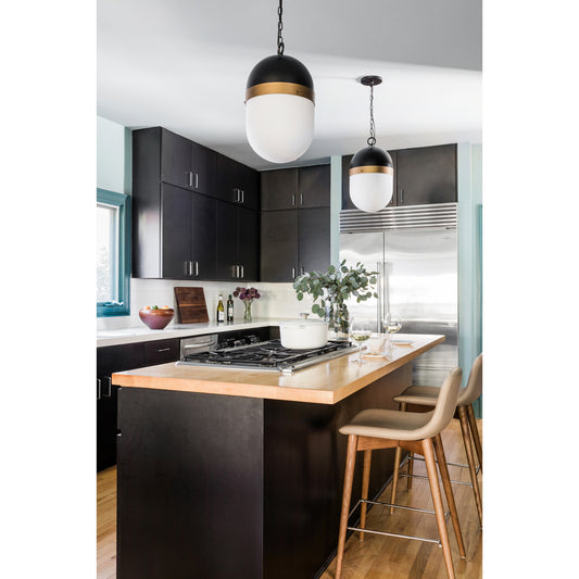 Capsule Outdoor 3 Light Matte Black & Textured Gold Pendant