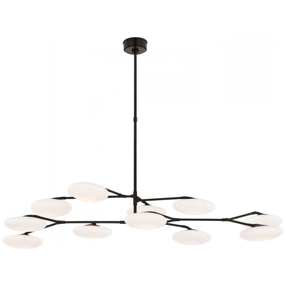 Visual Comfort Signature Brindille Extra Large Two Tier Chandelier Gun Metal White Glass