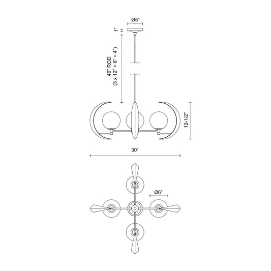 Alora Lighting Celeste 4 Light Chandelier Vintage Brass