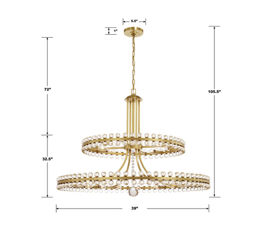 Clover 24 Light Aged Brass Two-tier Chandelier