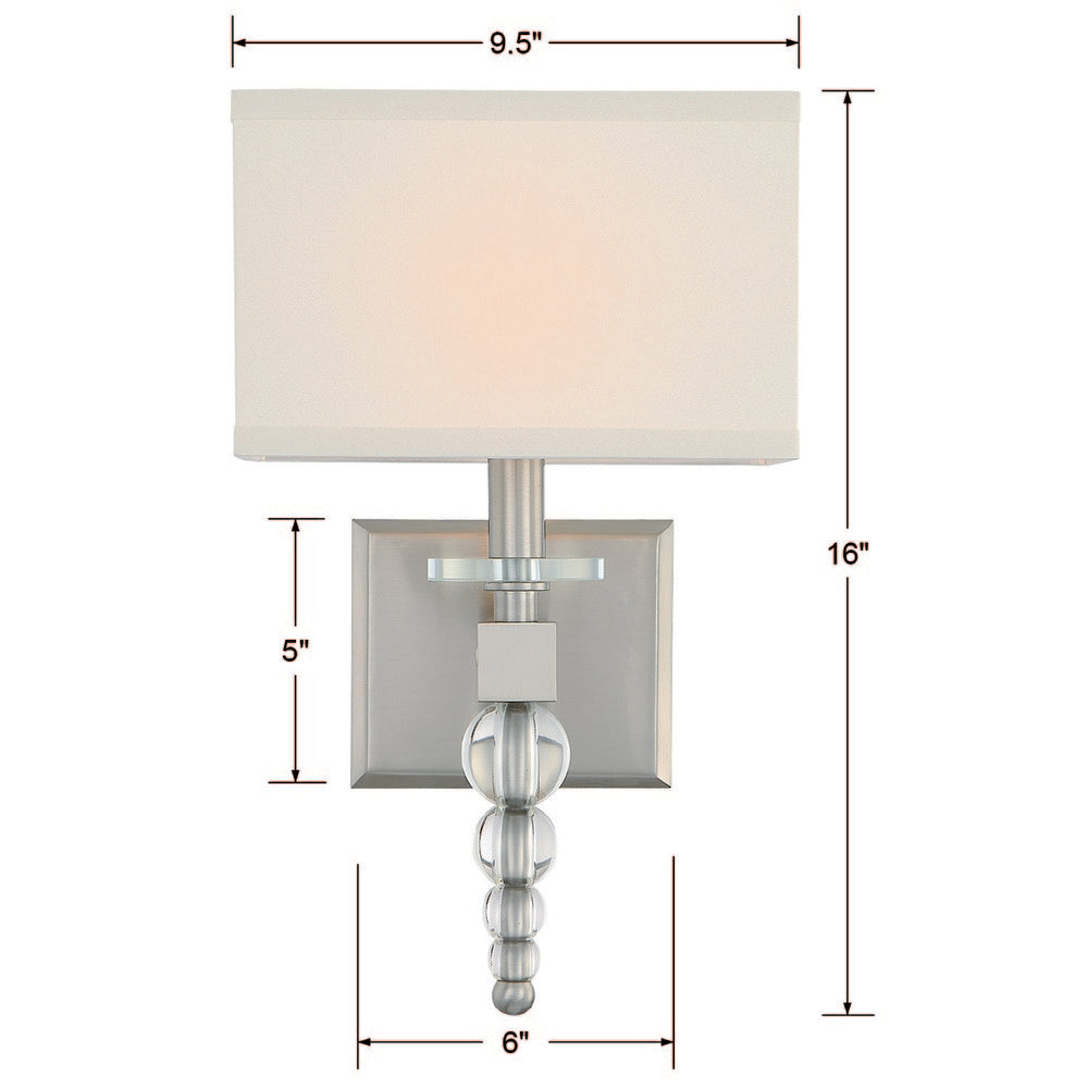 Crystorama Clover 1-Light Wall Sconce - dimensions