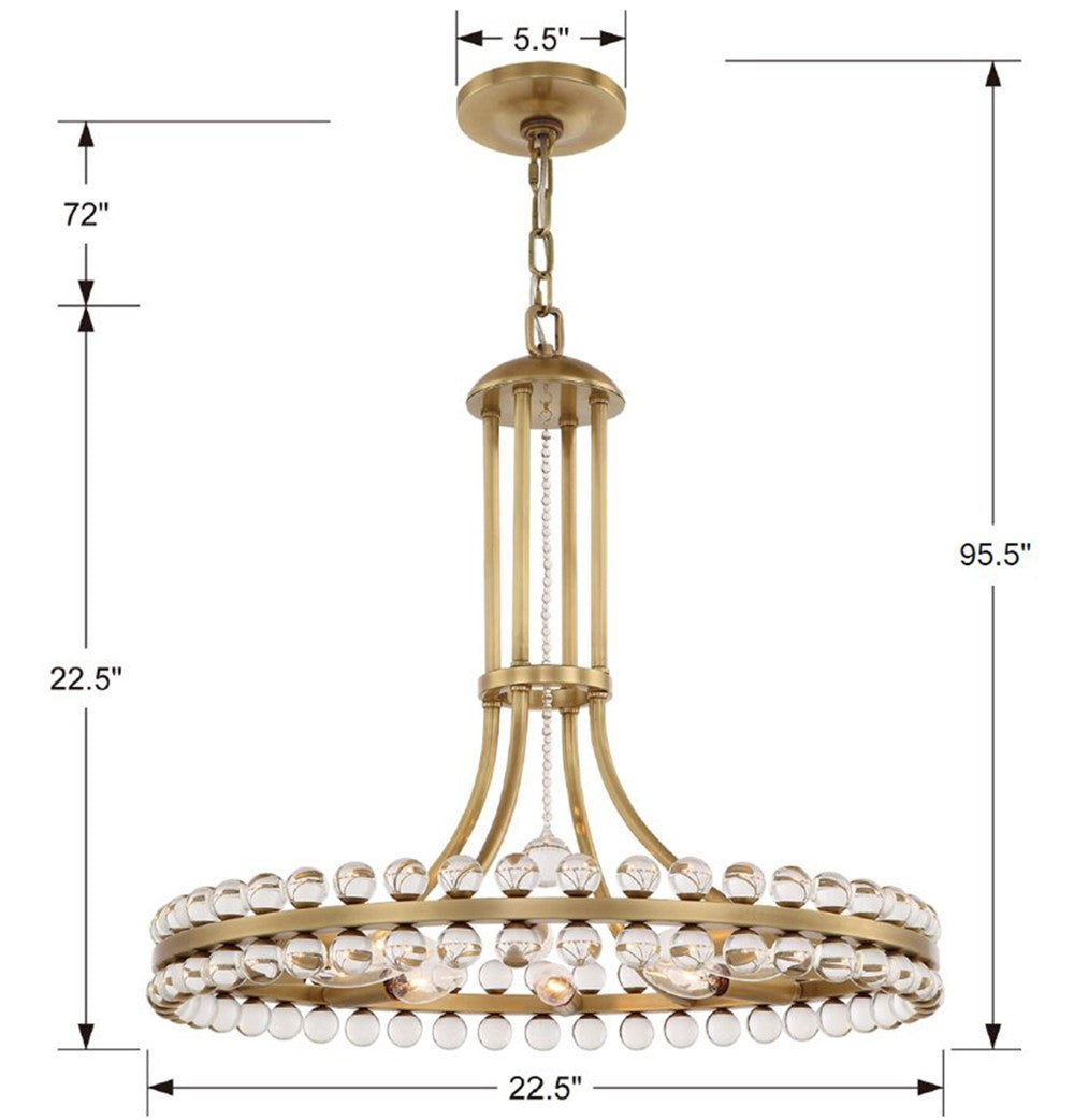 Clover 8-Light Aged Brass Chandelier