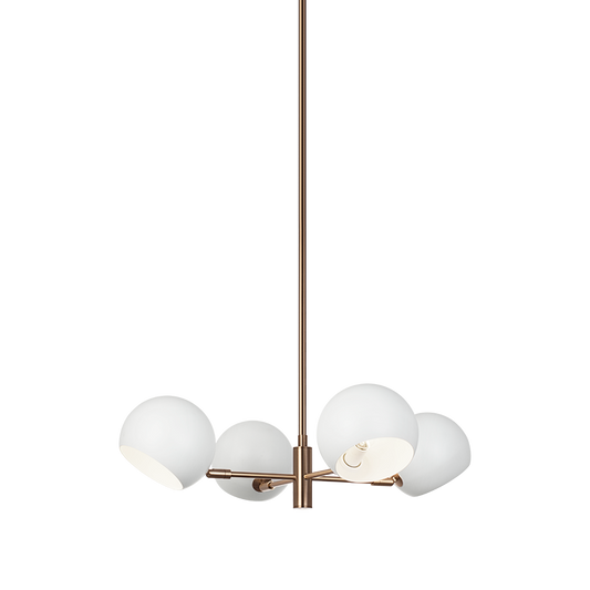 Matteo Lighting Orb 25" 4-Light Chandelier in Matte White + Aged Gold Brass (CX31704MWAG) – alternate view