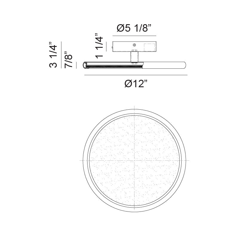 Matteo Lighting Piper 12" LED Pendant – line drawing with dimensions