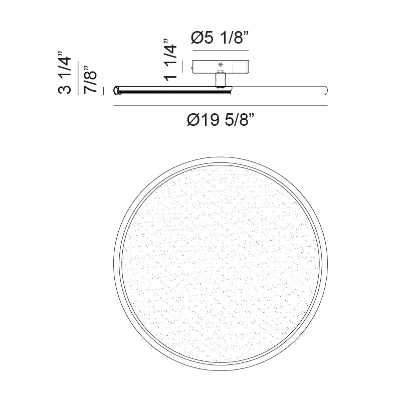 Matteo Lighting Piper 20" LED Pendant – line drawing with dimensions