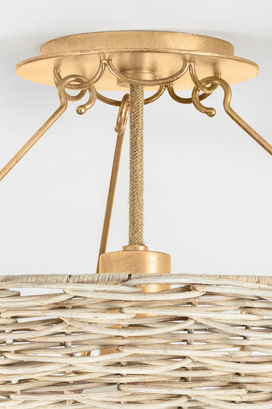 Troy Campo Semi-Flush Mount Vintage Gold Leaf Detail 1