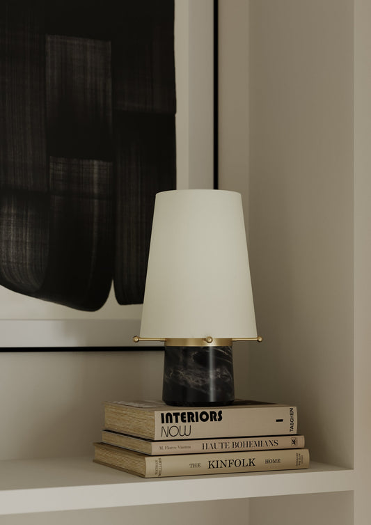 Hudson Valley Central Valley Table Lamp in Aged Brass, room setting