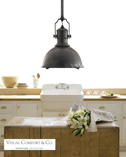 Visual Comfort Signature Country Industrial Large Pendant Bronze