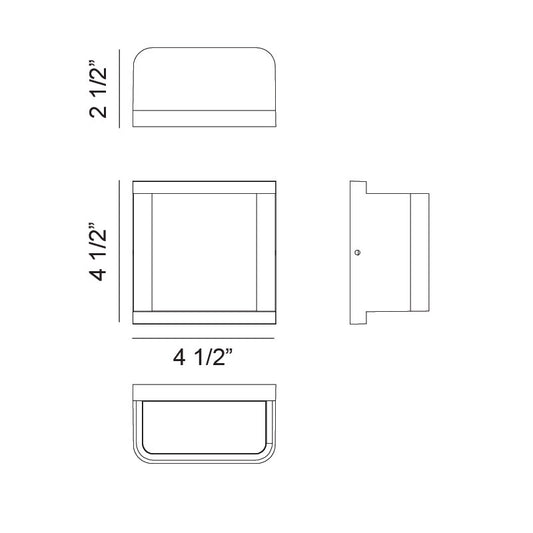 Matteo Lighting Notch 5" LED Outdoor Wall Sconce – line drawing with dimensions