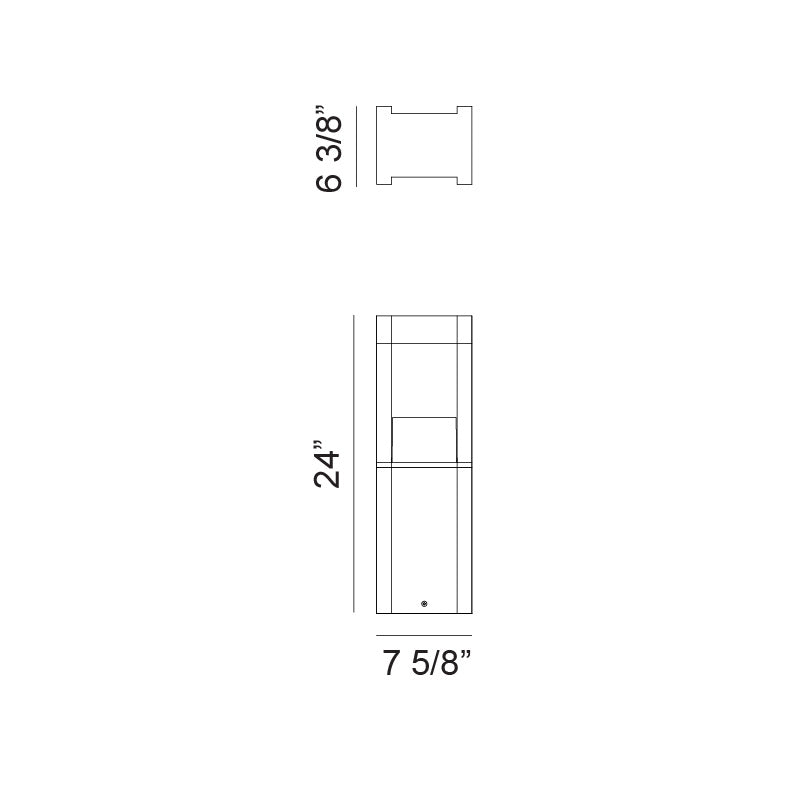 Matteo Lighting Portus 24" LED Bollard Light – line drawing with dimensions