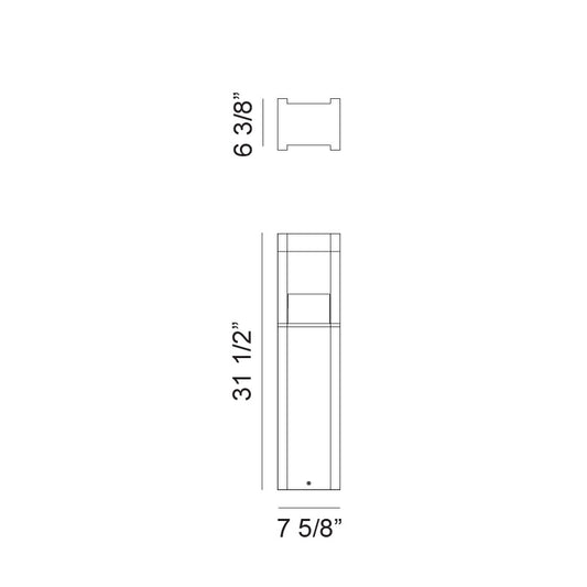 Matteo Lighting Portus 32" LED Bollard Light – line drawing with dimensions