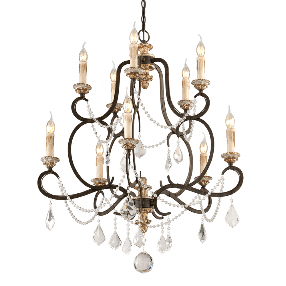 Troy Bordeaux Chandelier Parisian Bronze