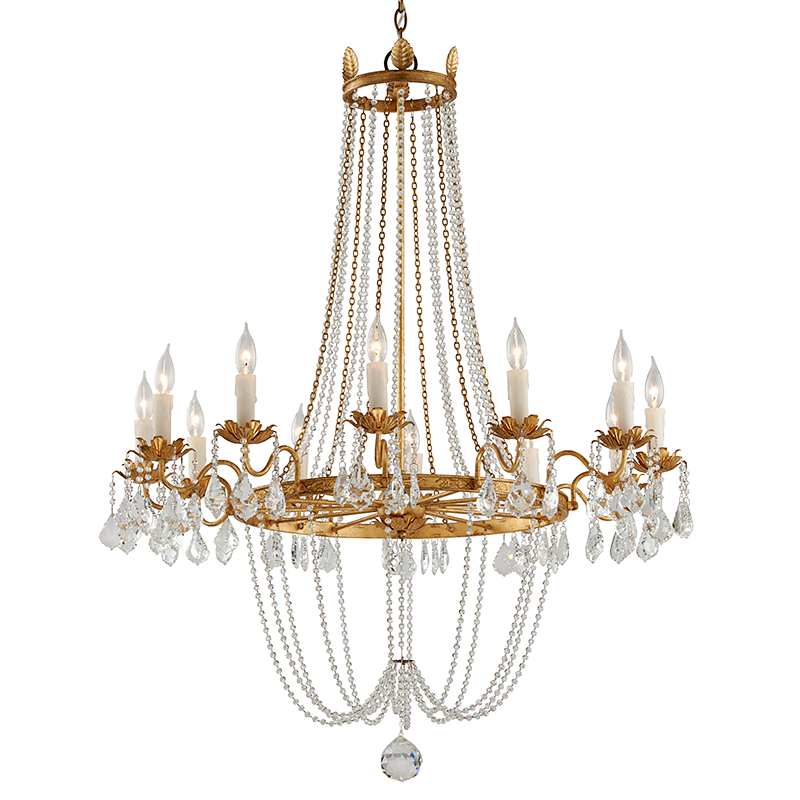 Troy Viola Chandelier Vintage Gold Leaf