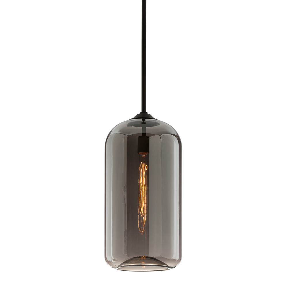 Troy District Pendant Soft Black Smoke Glass
