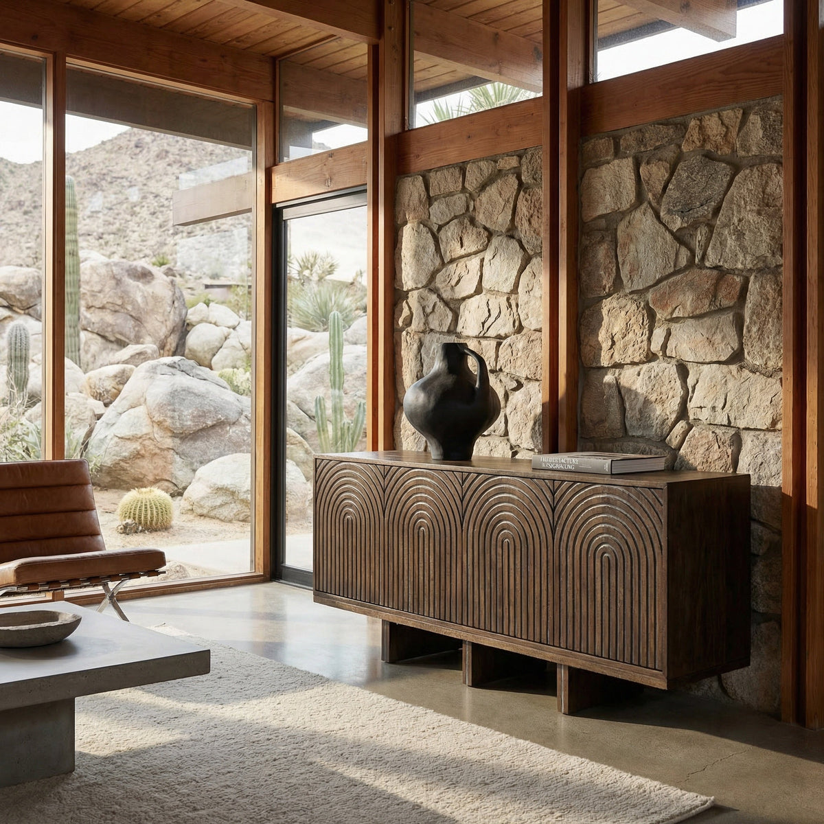 Noir Ryder Sideboard Dark Walnut styled in an interior setting
