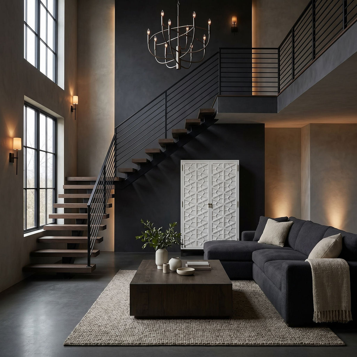 Noir Maharadscha Hutch Solid White with Matte Black Base shown in a styled room setting