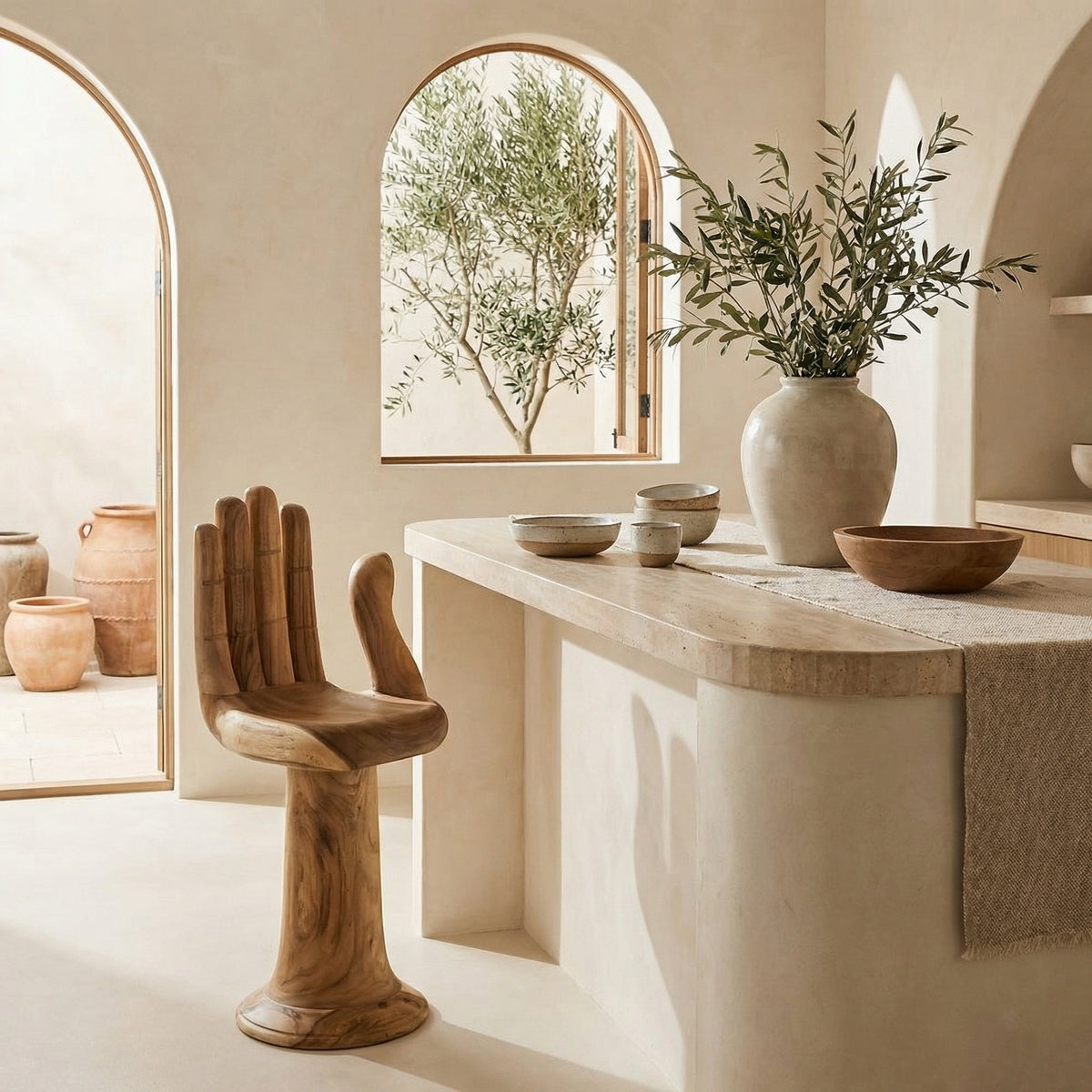 Noir Buddha Counter Stool Natural styled in an interior setting