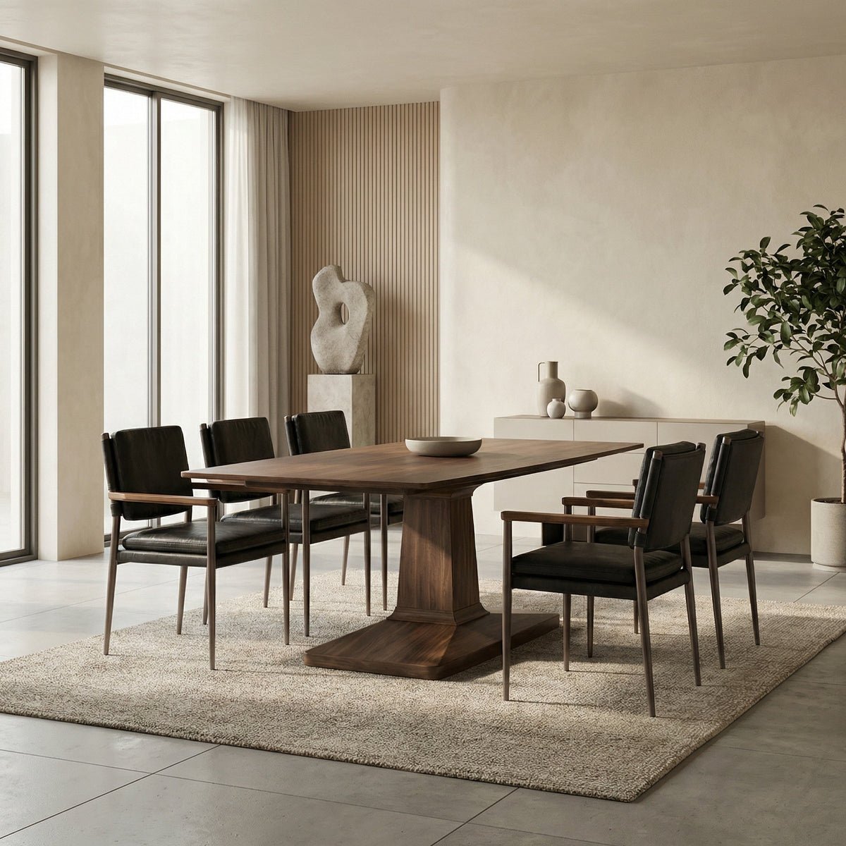 Noir Travis Table Dark Walnut styled in an interior setting