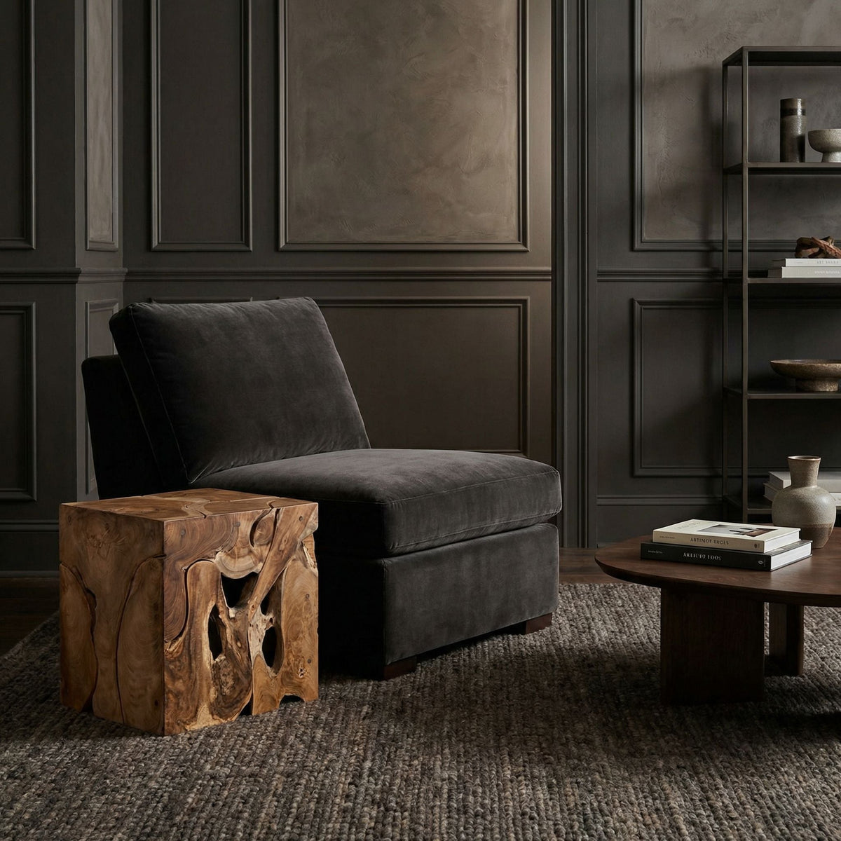 Noir Vert Side Table Natural in a styled interior vignette