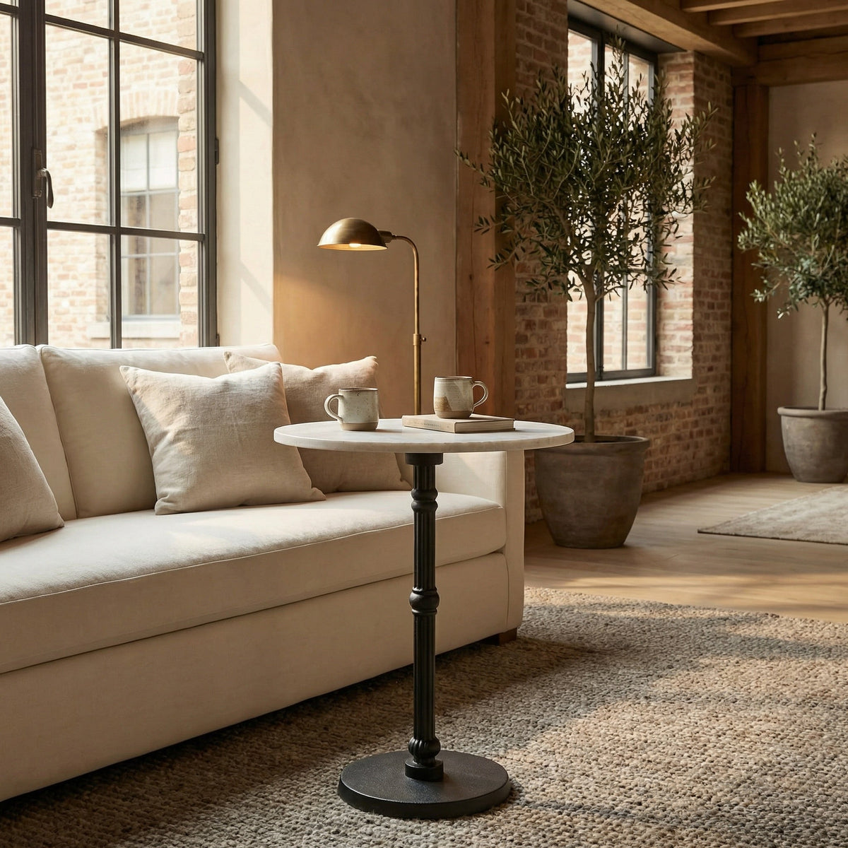 Noir Antonie Side Table Matte Black styled in an interior setting