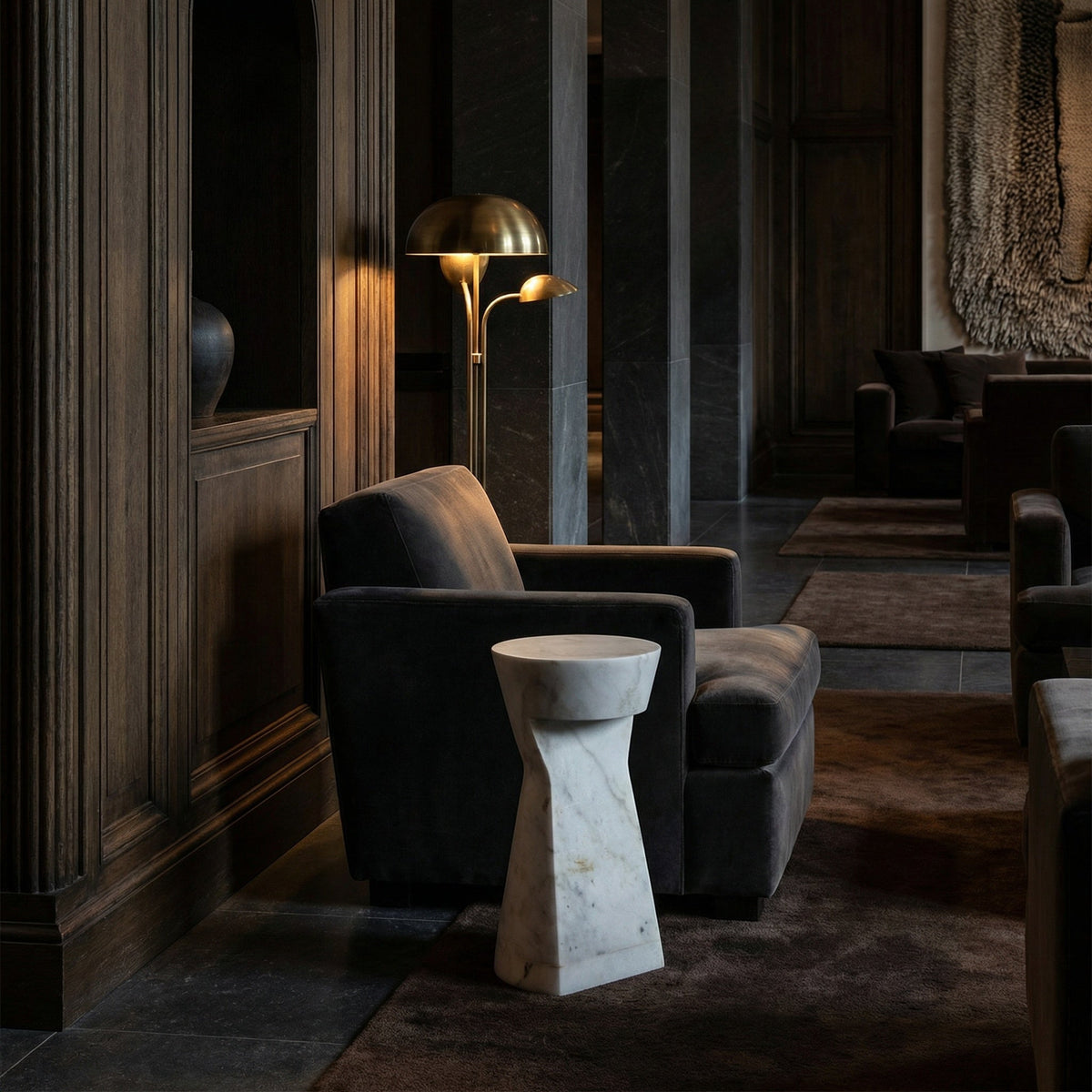 Noir Omon Side Table White styled in an interior setting