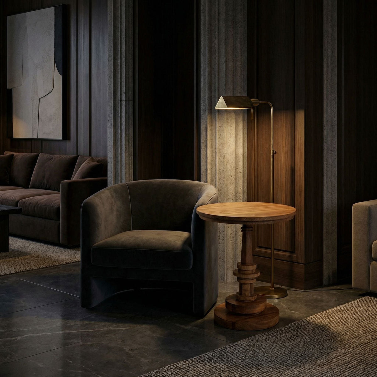 Noir Comodo Side Table Gold Teak styled in an interior setting