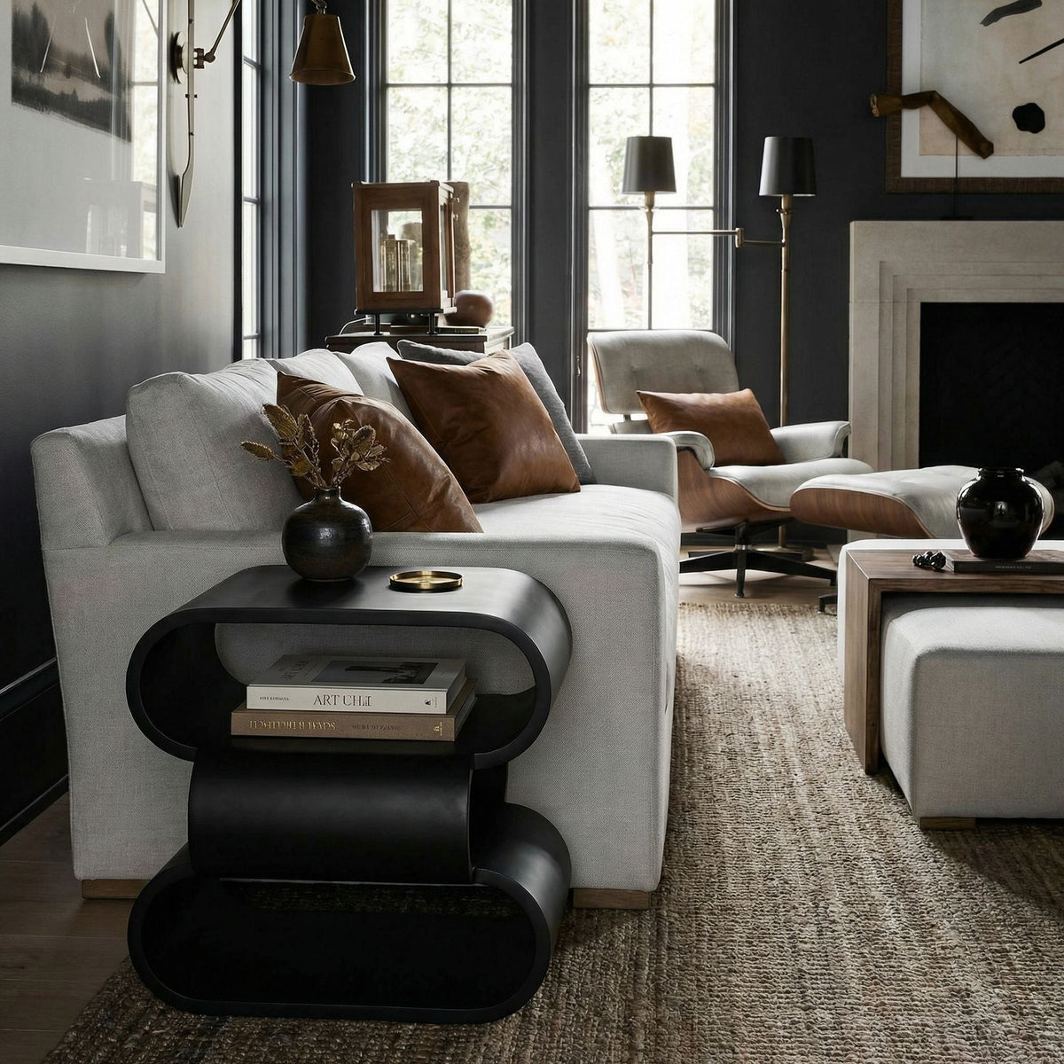 Noir Nada Side Table Matte Black styled in an interior setting