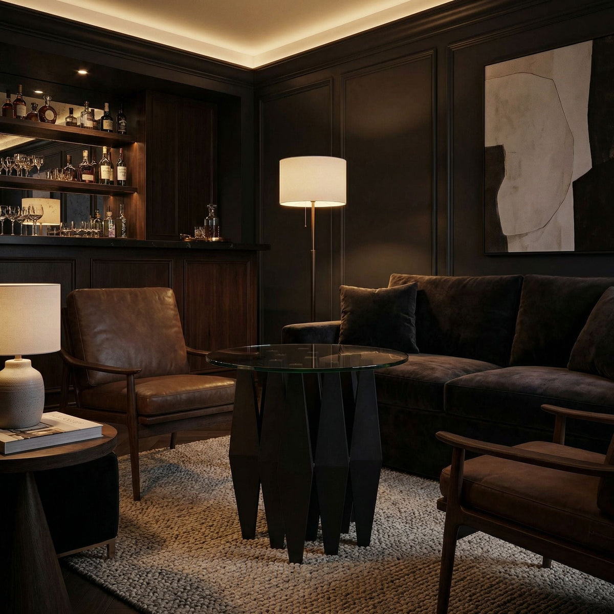 Noir Soldier Side Table Matte Black styled in an interior setting