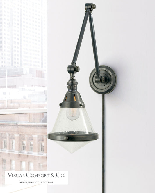 Visual Comfort Signature Gale Library Wall Sconce With Plug Hand-Rubbed Antique Brass