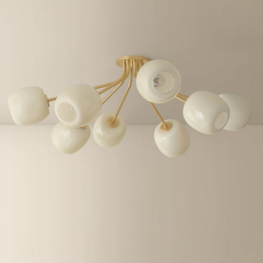 Mitzi Lisette 8-Light Semi-Flush Mount Aged Brass