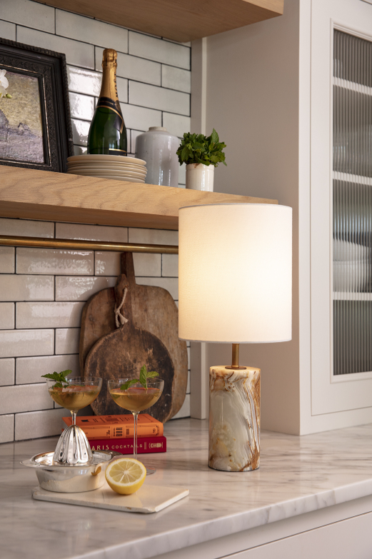 Jade and Brass Mini Cylinder Lamp