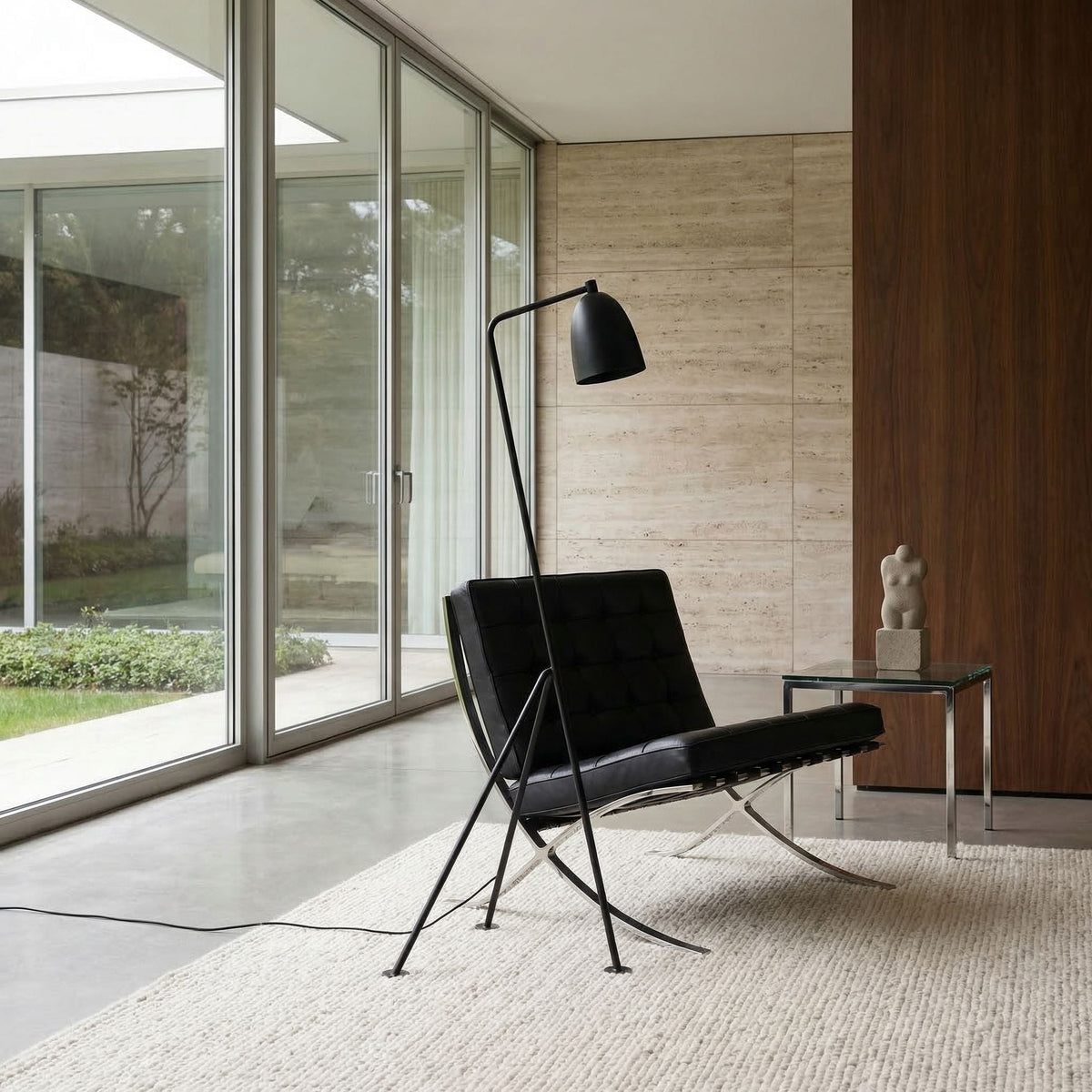 Noir Asti Floor Lamp Matte Black styled in an interior setting