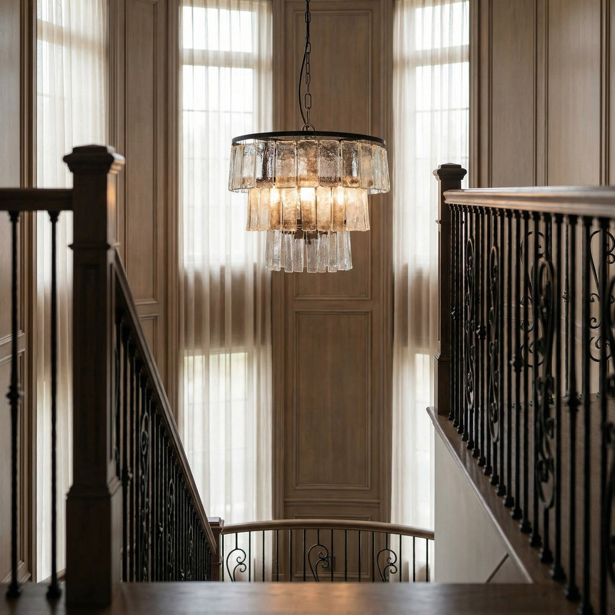 Noir Carnegie Chandelier Matte Black, small, in a styled interior vignette