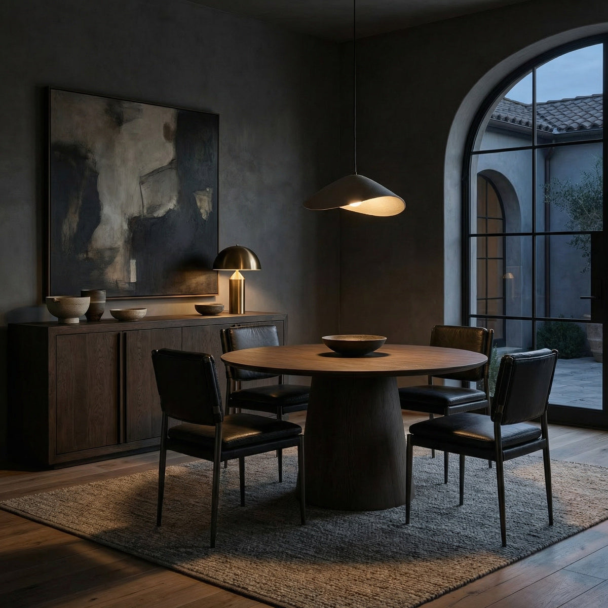 Noir Elvis Chair Steel Gray Powder Coat and Ebony Black styled in an interior setting