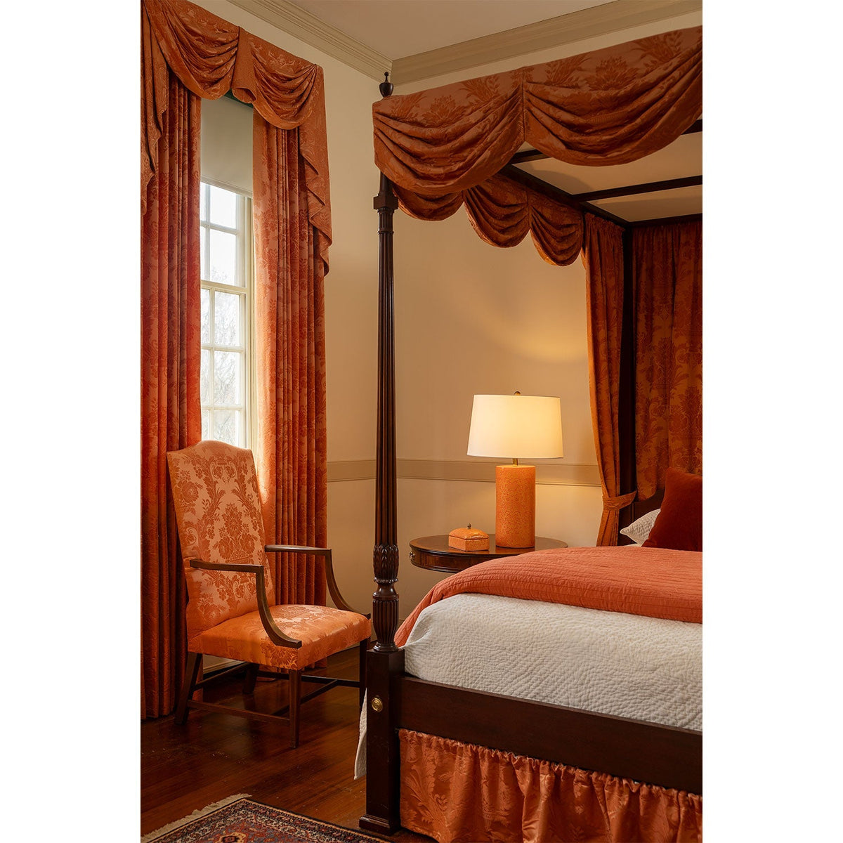 Richmond Damask Lamp Coral