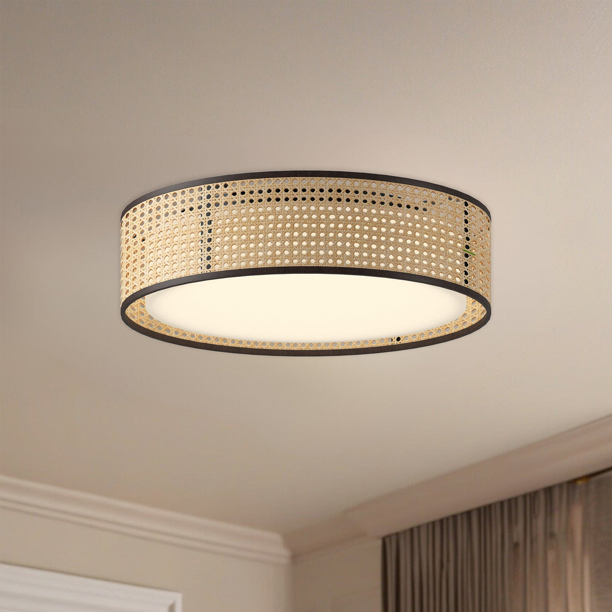 Lyla 16" Rattan LED Flush Mount