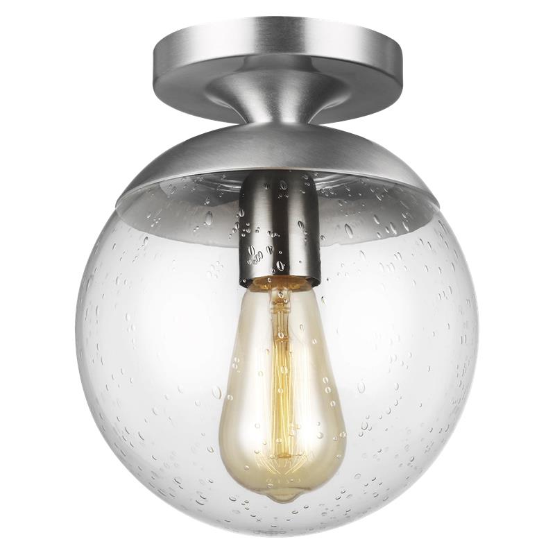 Visual Comfort Studio Leo Globe Semi-Flush Mount Satin Aluminum