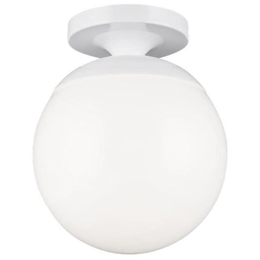 Leo Globe Semi-Flush Mount - White, A19, Smooth White