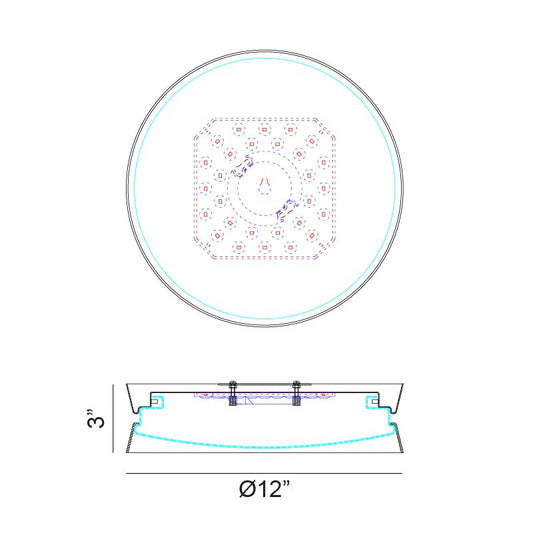 Matteo Lighting Greyson 12" LED Flush Mount – line drawing with dimensions